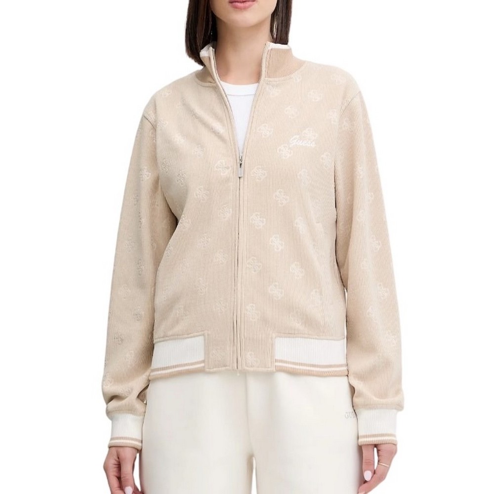 GUESS PAULINA FULL ZIP SWEATSHIRT ΖΑΚΕΤΑ ΦΟΥΤΕΡ ΓΥΝΑΙΚΕΙΑ BEIGE