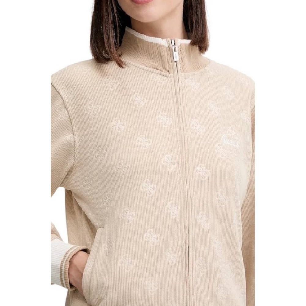 GUESS PAULINA FULL ZIP SWEATSHIRT ΖΑΚΕΤΑ ΦΟΥΤΕΡ ΓΥΝΑΙΚΕΙΑ BEIGE