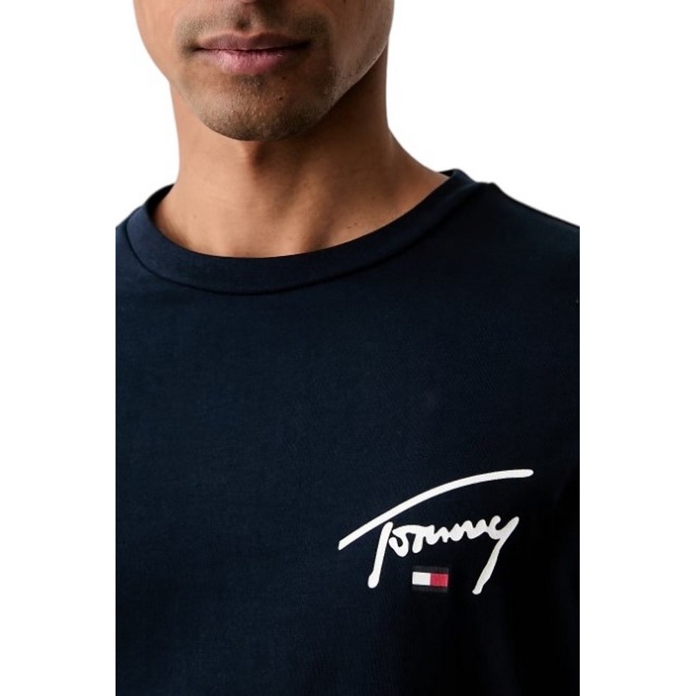 TOMMY JEANS SLIM SIGNATURE CHEST T-SHIRT ΜΠΛΟΥΖΑ ΜΑΚΡΥΜΑΝΙΚΗ ΑΝΔΡΙΚΗ NAVY