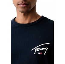 TOMMY JEANS SLIM SIGNATURE CHEST T-SHIRT ΜΠΛΟΥΖΑ ΜΑΚΡΥΜΑΝΙΚΗ ΑΝΔΡΙΚΗ NAVY