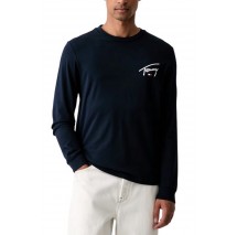 TOMMY JEANS SLIM SIGNATURE CHEST T-SHIRT ΜΠΛΟΥΖΑ ΜΑΚΡΥΜΑΝΙΚΗ ΑΝΔΡΙΚΗ NAVY