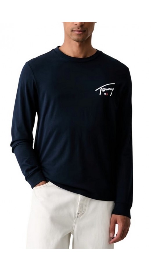 TOMMY JEANS SLIM SIGNATURE CHEST T-SHIRT ΜΠΛΟΥΖΑ ΜΑΚΡΥΜΑΝΙΚΗ ΑΝΔΡΙΚΗ NAVY