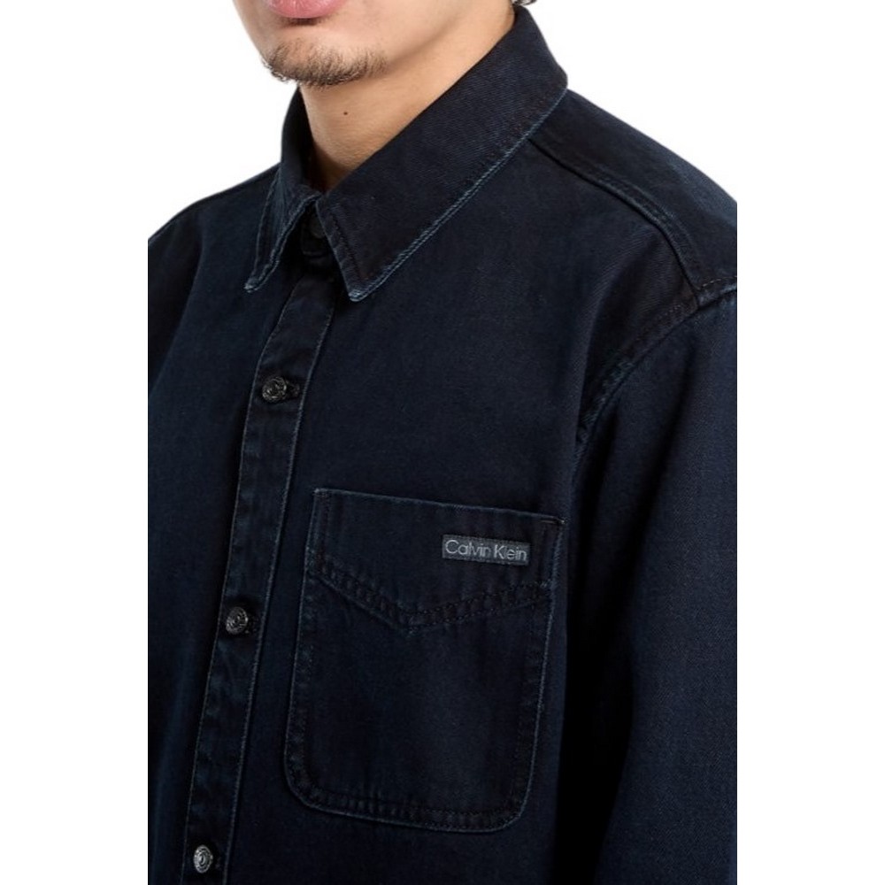CALVIN KLEIN JEANS BLUE BLACK STONE 90S OVERSHIRT ΠΟΥΚΑΜΙΣΟ ΑΝΔΡΙΚΟ BLUE/BLACK