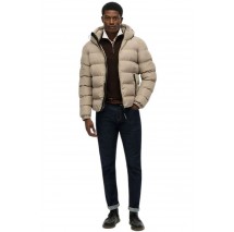 SUPERDRY D1 SDSW HOODED SPORTS PUFFER JACKET ΜΠΟΥΦΑΝ ΑΝΔΡΙΚΟ BEIGE