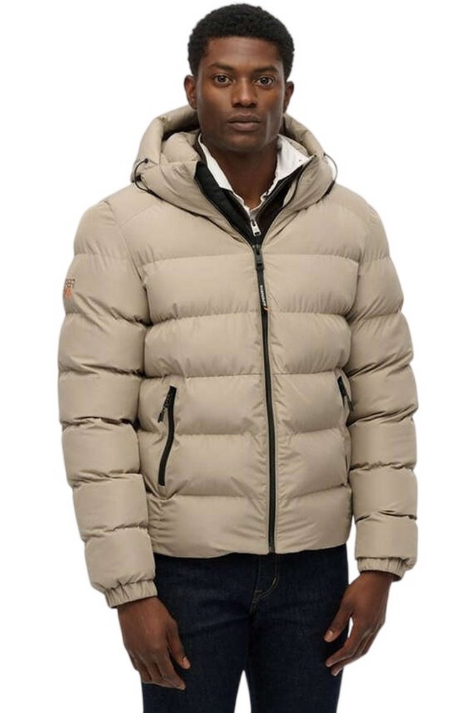 SUPERDRY D1 SDSW HOODED SPORTS PUFFER JACKET ΜΠΟΥΦΑΝ ΑΝΔΡΙΚΟ BEIGE