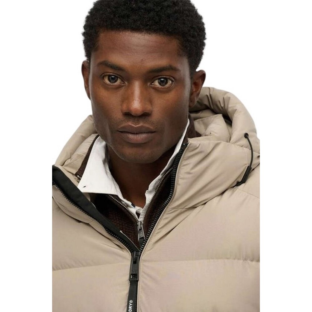 SUPERDRY D1 SDSW HOODED SPORTS PUFFER JACKET ΜΠΟΥΦΑΝ ΑΝΔΡΙΚΟ BEIGE
