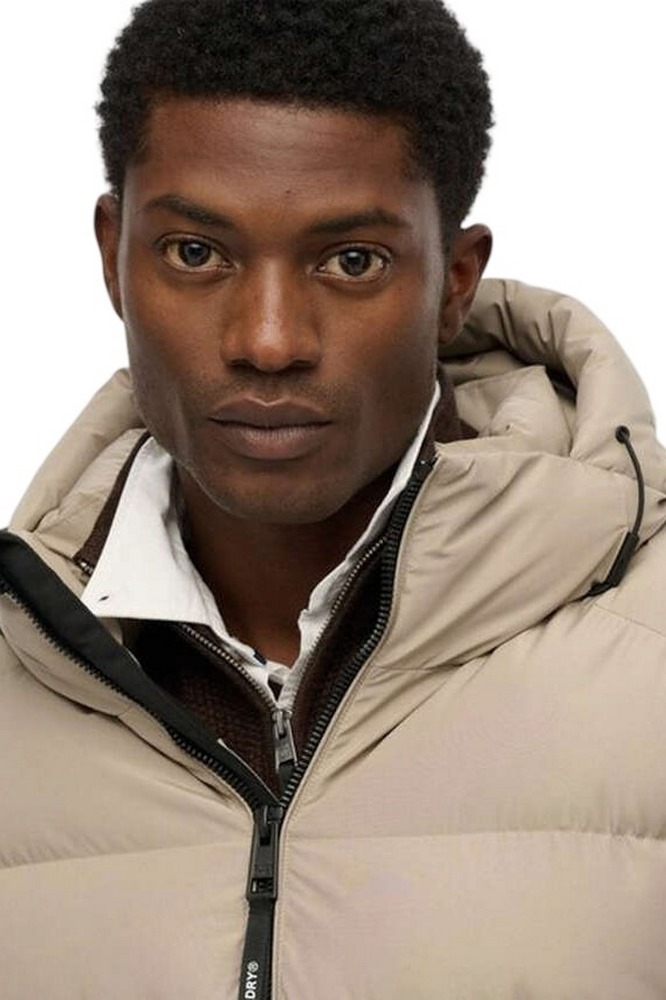 SUPERDRY D1 SDSW HOODED SPORTS PUFFER JACKET ΜΠΟΥΦΑΝ ΑΝΔΡΙΚΟ BEIGE
