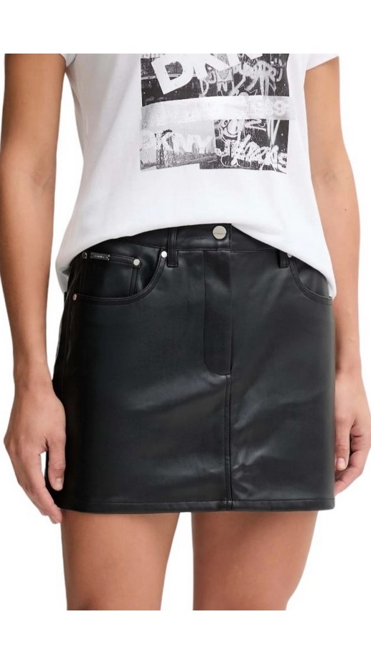 CALVIN KLEIN FAUX LEATHER 5PKT MINI SKIRT ΦΟΥΣΤΑ ΓΥΝΑΙΚΕΙΑ BLACK