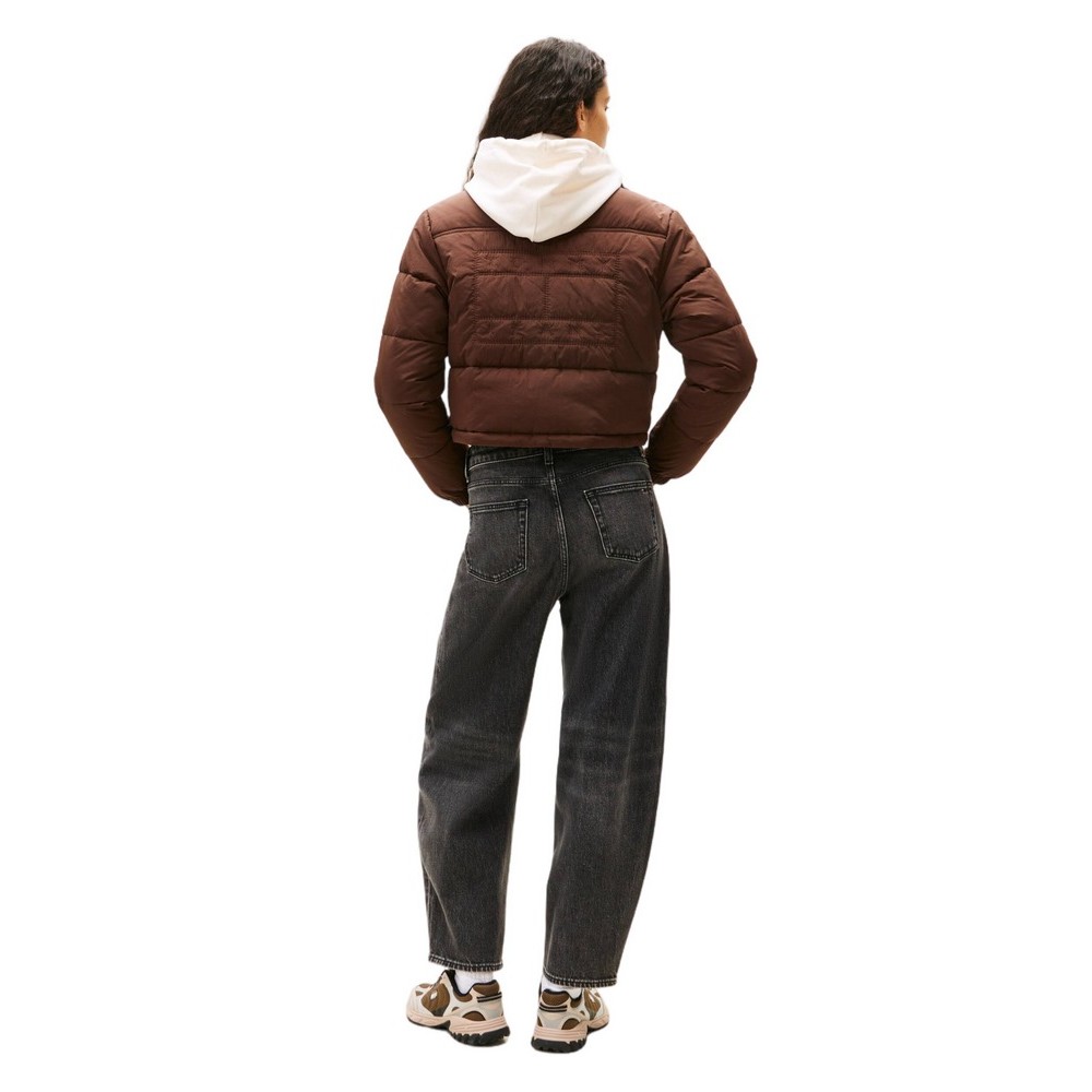 TOMMY JEANS FLAG BACK CROP ESS PUFFER ΜΠΟΥΦΑΝ ΓΥΝΑΙΚΕΙΟ BROWN