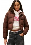 TOMMY JEANS FLAG BACK CROP ESS PUFFER ΜΠΟΥΦΑΝ ΓΥΝΑΙΚΕΙΟ BROWN