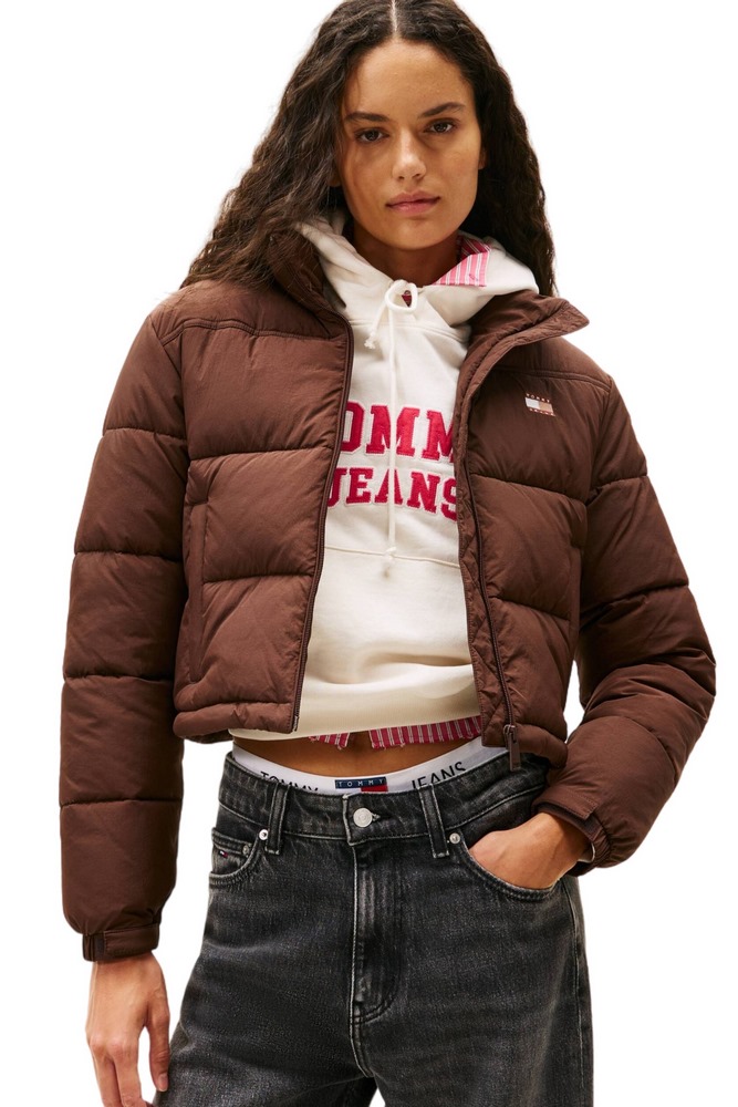 TOMMY JEANS FLAG BACK CROP ESS PUFFER ΜΠΟΥΦΑΝ ΓΥΝΑΙΚΕΙΟ BROWN