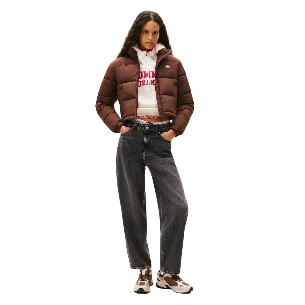 TOMMY JEANS FLAG BACK CROP ESS PUFFER ΜΠΟΥΦΑΝ ΓΥΝΑΙΚΕΙΟ BROWN