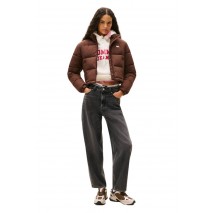 TOMMY JEANS FLAG BACK CROP ESS PUFFER ΜΠΟΥΦΑΝ ΓΥΝΑΙΚΕΙΟ BROWN