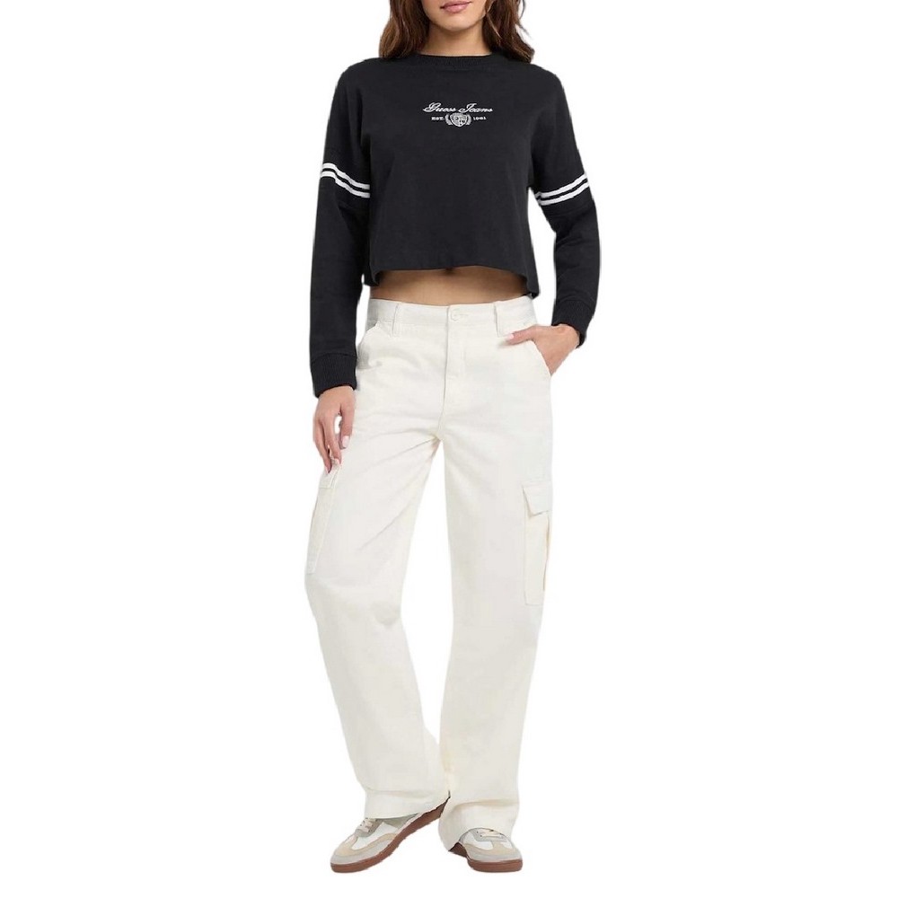 GUESS JEANS LS RIB CN SWEATSHIRT ΦΟΥΤΕΡ ΜΠΛΟΥΖΑ ΓΥΝΑΙΚΕΙΑ BLACK