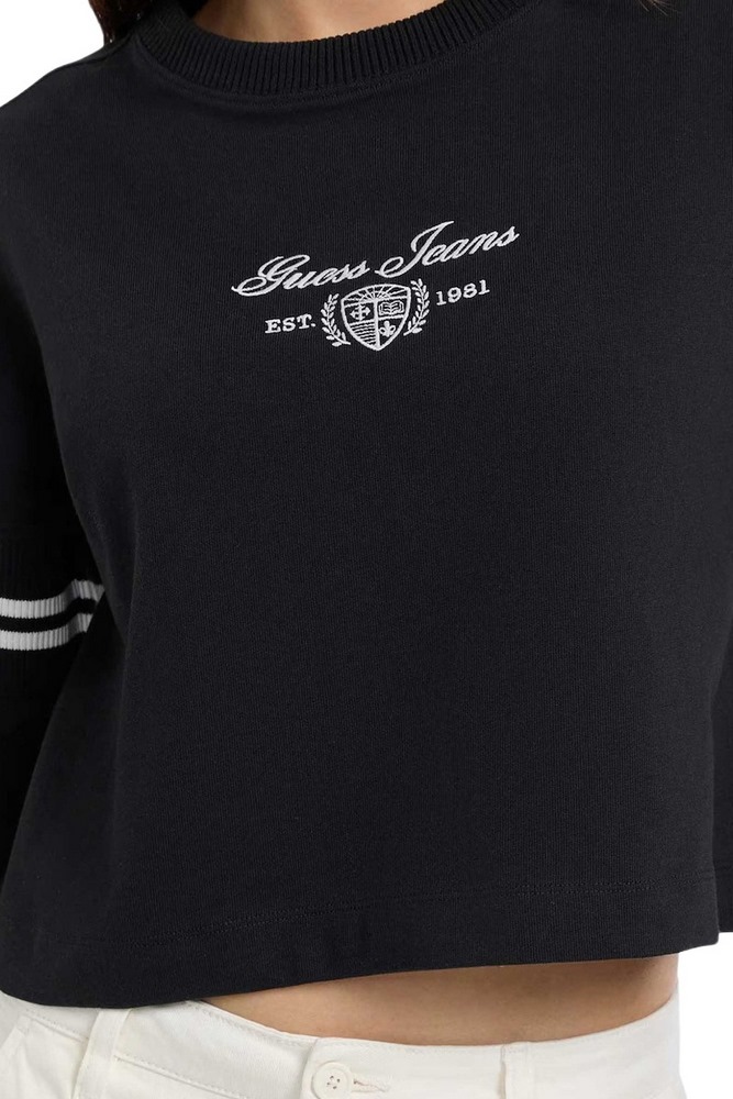 GUESS JEANS LS RIB CN SWEATSHIRT ΦΟΥΤΕΡ ΜΠΛΟΥΖΑ ΓΥΝΑΙΚΕΙΑ BLACK
