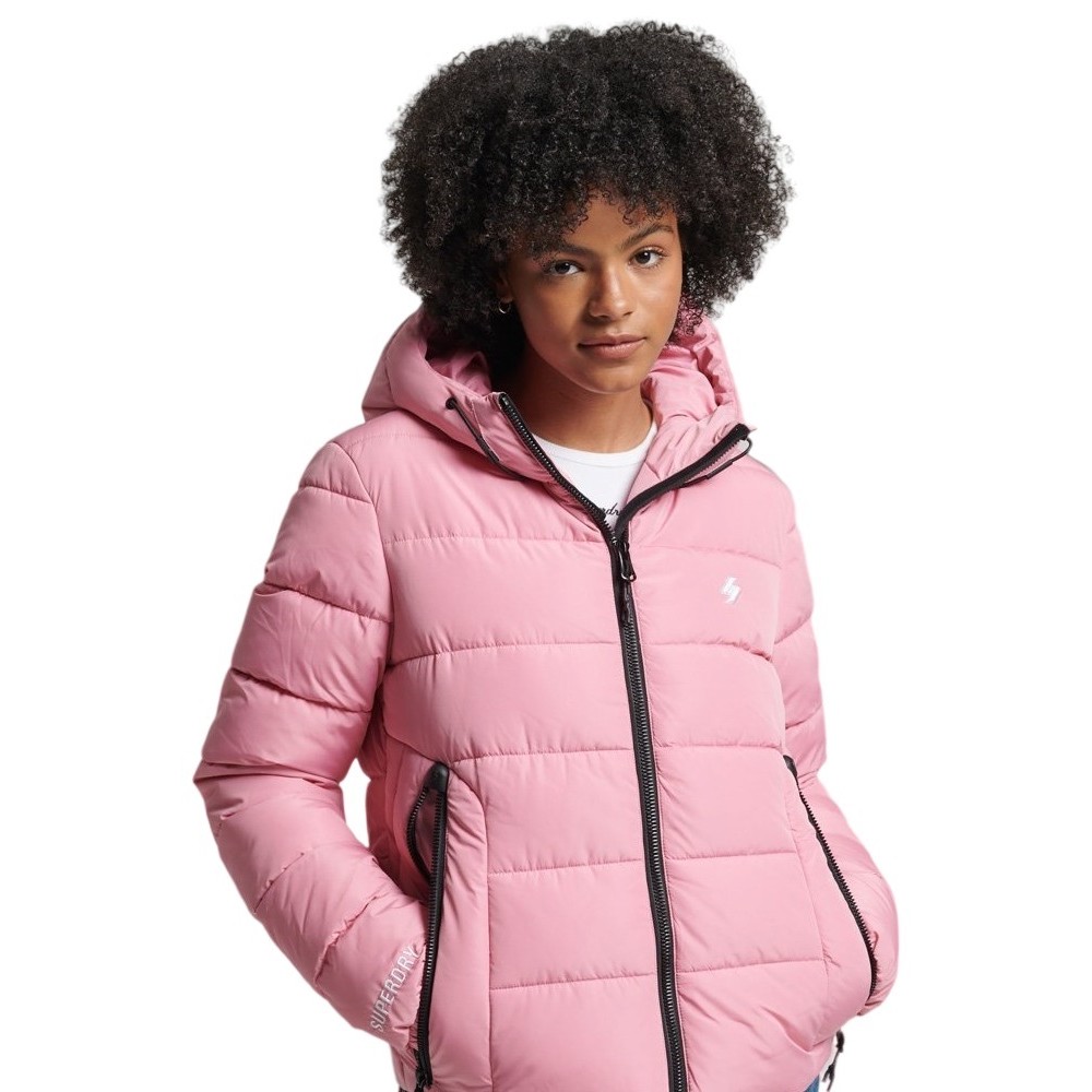 SUPERDRY ΜΠΟΥΦΑΝ HOODED SPIRIT SPORTS PUFFER ΓΥΝΑΙΚΕΙΟ ROSE