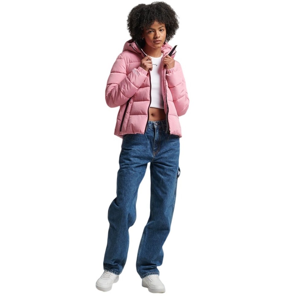 SUPERDRY ΜΠΟΥΦΑΝ HOODED SPIRIT SPORTS PUFFER ΓΥΝΑΙΚΕΙΟ ROSE