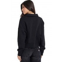 GUESS JEANS NOTCHED COLLAR CROP SWEAT ΦΟΥΤΕΡ ΜΠΛΟΥΖΑ ΓΥΝΑΙΚΕΙΑ BLACK