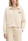 GUESS JEANS NOTCHED COLLAR CROP SWEAT ΦΟΥΤΕΡ ΜΠΛΟΥΖΑ ΓΥΝΑΙΚΕΙΑ BEIGE