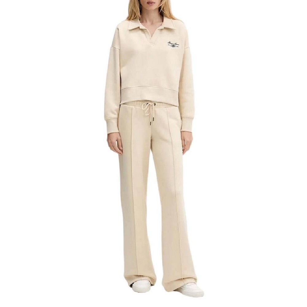 GUESS JEANS NOTCHED COLLAR CROP SWEAT ΦΟΥΤΕΡ ΜΠΛΟΥΖΑ ΓΥΝΑΙΚΕΙΑ BEIGE