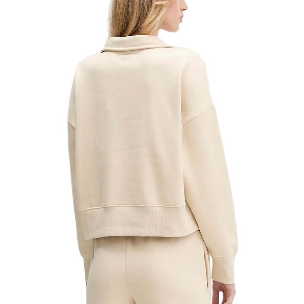 GUESS JEANS NOTCHED COLLAR CROP SWEAT ΦΟΥΤΕΡ ΜΠΛΟΥΖΑ ΓΥΝΑΙΚΕΙΑ BEIGE