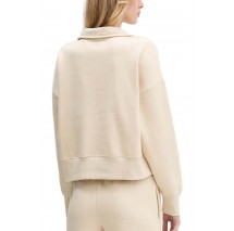 GUESS JEANS NOTCHED COLLAR CROP SWEAT ΦΟΥΤΕΡ ΜΠΛΟΥΖΑ ΓΥΝΑΙΚΕΙΑ BEIGE