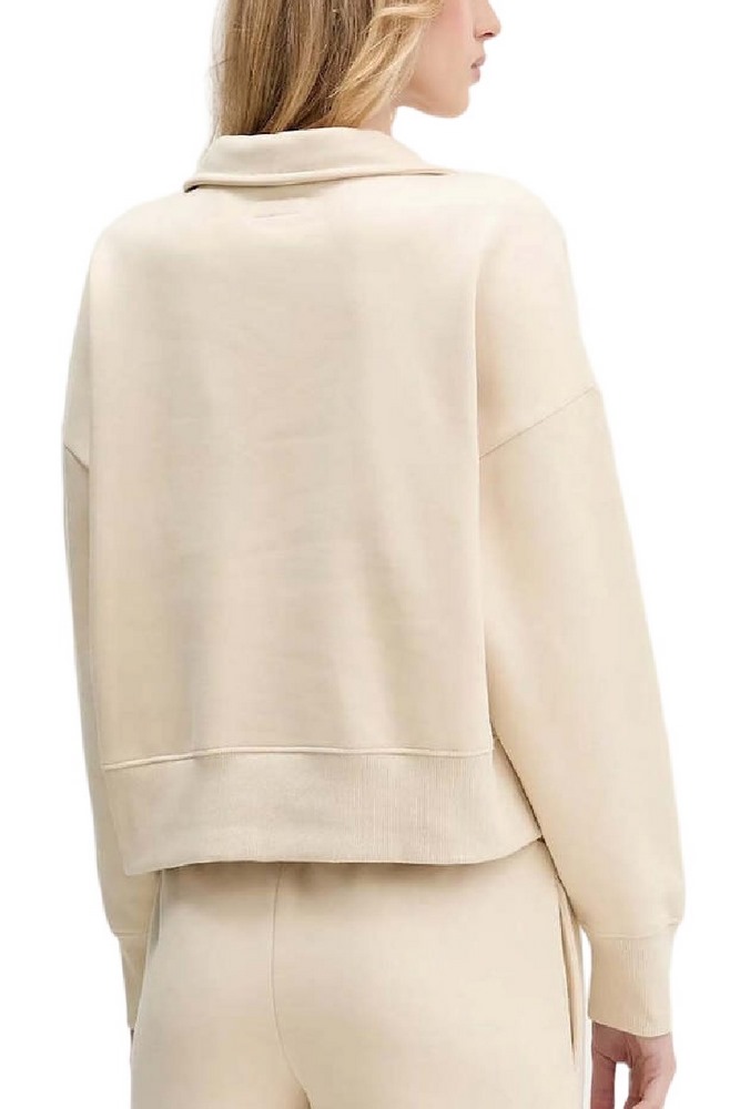 GUESS JEANS NOTCHED COLLAR CROP SWEAT ΦΟΥΤΕΡ ΜΠΛΟΥΖΑ ΓΥΝΑΙΚΕΙΑ BEIGE