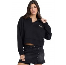 GUESS JEANS NOTCHED COLLAR CROP SWEAT ΦΟΥΤΕΡ ΜΠΛΟΥΖΑ ΓΥΝΑΙΚΕΙΑ BLACK
