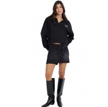 GUESS JEANS NOTCHED COLLAR CROP SWEAT ΦΟΥΤΕΡ ΜΠΛΟΥΖΑ ΓΥΝΑΙΚΕΙΑ BLACK