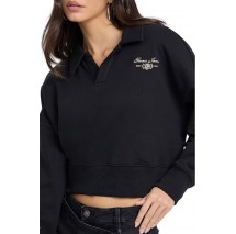 GUESS JEANS NOTCHED COLLAR CROP SWEAT ΦΟΥΤΕΡ ΜΠΛΟΥΖΑ ΓΥΝΑΙΚΕΙΑ BLACK