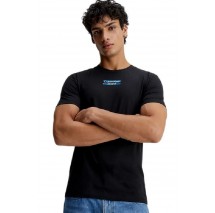 CALVIN KLEIN JEANS TRANSPARENT STRIPE LOGO T-SHIRT ΑΝΔΡΙΚΟ BLACK