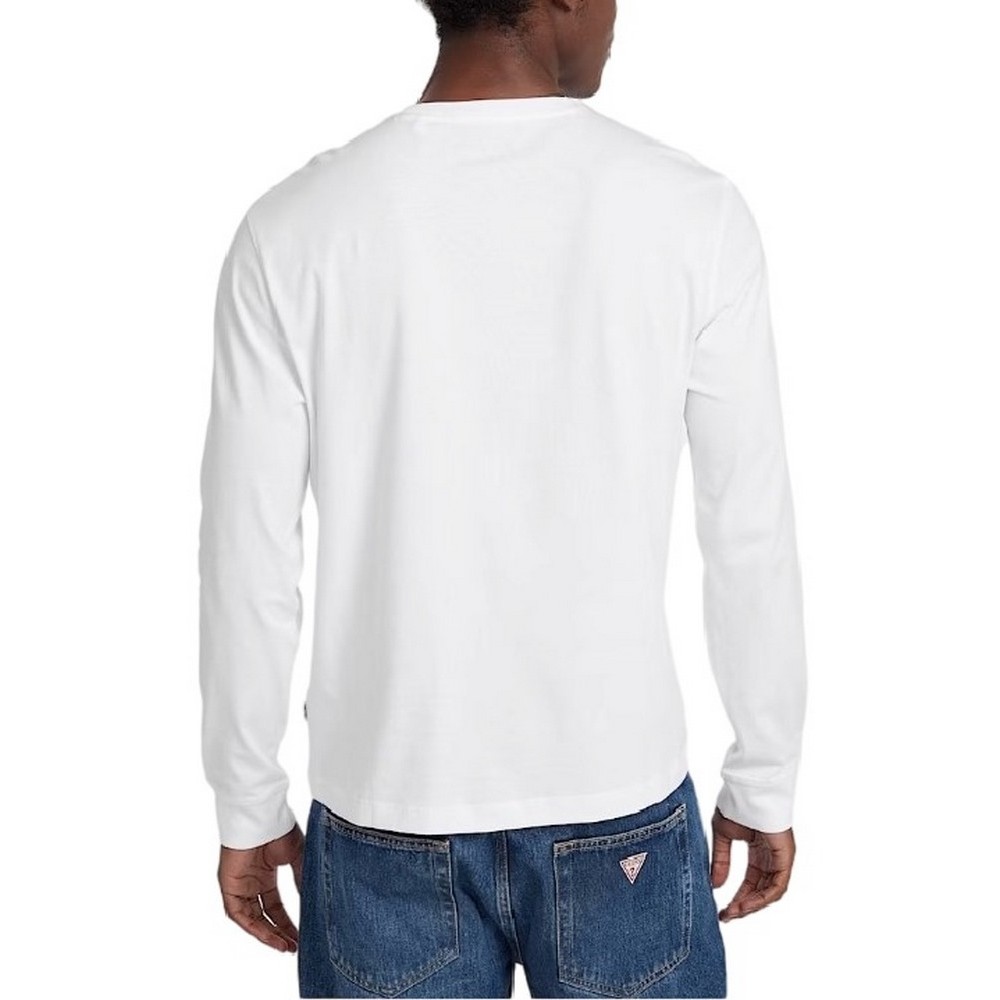 GUESS JEANS  LS CN REG EMBRO TEE ΜΠΛΟΥΖΑ ΑΝΔΡΙΚΗ WHITE