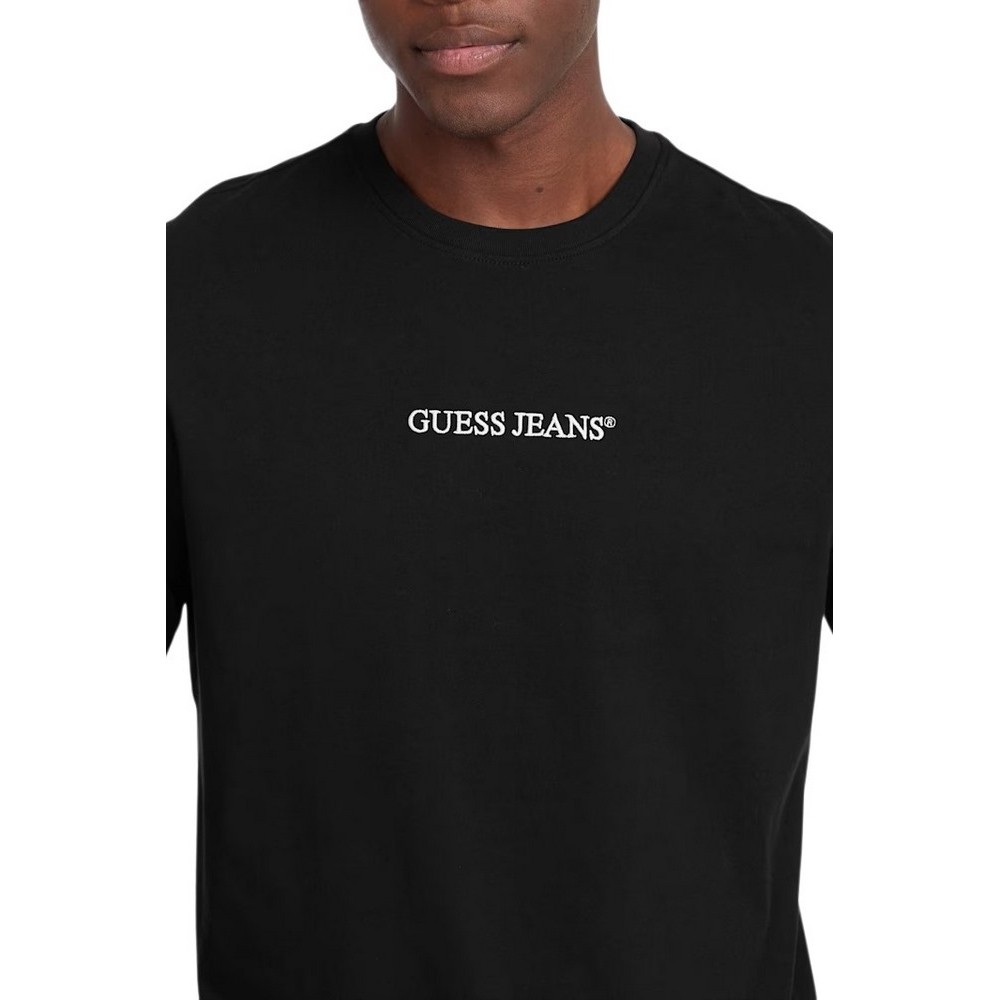 GUESS JEANS  LS CN REG EMBRO TEE ΜΠΛΟΥΖΑ ΑΝΔΡΙΚΗ BLACK