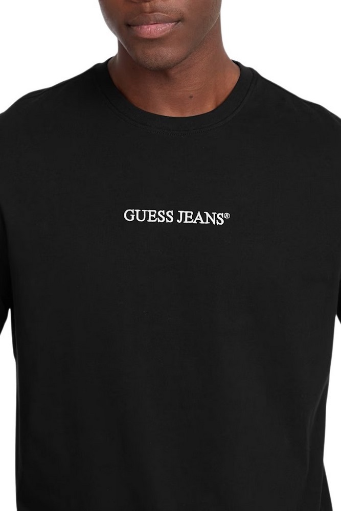GUESS JEANS  LS CN REG EMBRO TEE ΜΠΛΟΥΖΑ ΑΝΔΡΙΚΗ BLACK