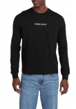 GUESS JEANS  LS CN REG EMBRO TEE ΜΠΛΟΥΖΑ ΑΝΔΡΙΚΗ BLACK