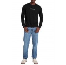 GUESS JEANS  LS CN REG EMBRO TEE ΜΠΛΟΥΖΑ ΑΝΔΡΙΚΗ BLACK