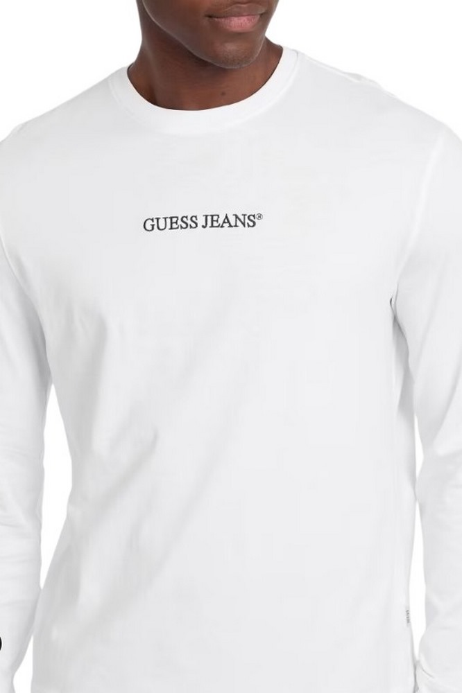GUESS JEANS  LS CN REG EMBRO TEE ΜΠΛΟΥΖΑ ΑΝΔΡΙΚΗ WHITE