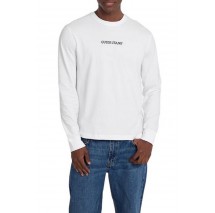 GUESS JEANS  LS CN REG EMBRO TEE ΜΠΛΟΥΖΑ ΑΝΔΡΙΚΗ WHITE