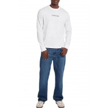 GUESS JEANS  LS CN REG EMBRO TEE ΜΠΛΟΥΖΑ ΑΝΔΡΙΚΗ WHITE