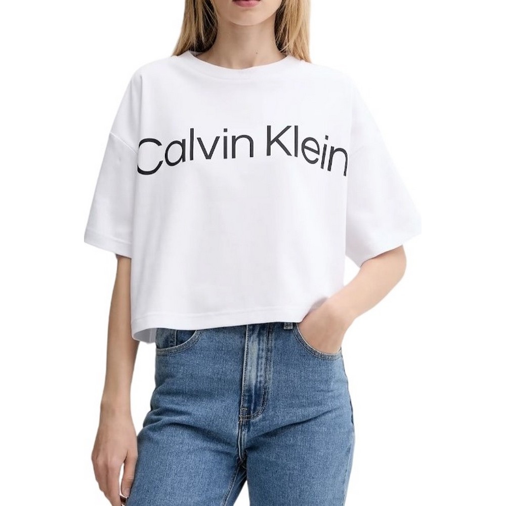 CALVIN KLEIN BOXY LOGO GRAPHIC TEE T-SHIRT ΜΠΛΟΥΖΑ ΓΥΝΑΙΚΕΙΑ WHITE