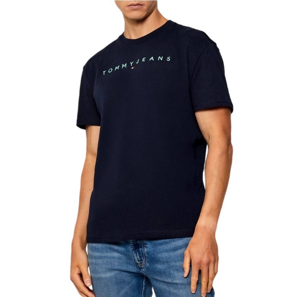 TOMMY JEANS REG LINEAR LOGO TEE EXT T-SHIRT ΜΠΛΟΥΖΑ ΑΝΔΡΙΚΗ DARK NAVY
