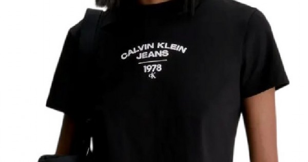 CALVIN KLEIN JEANS VARSITY LOGO BABY TEE T-SHIRT ΓΥΝΑΙΚΕΙΟ BLACK