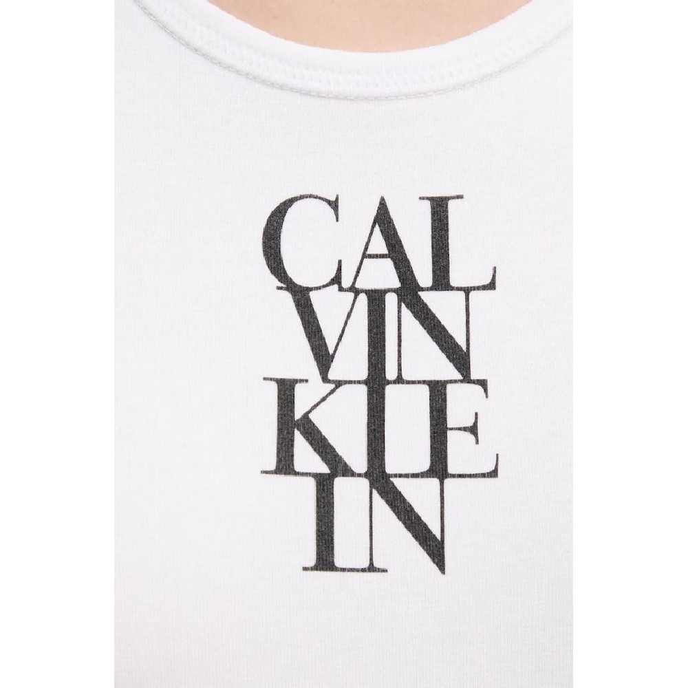 CALVIN KLEIN JEANS SL COTTON RIB SOLID TANK ΤΟΠ ΓΥΝΑΙΚΕΙΟ WHITE