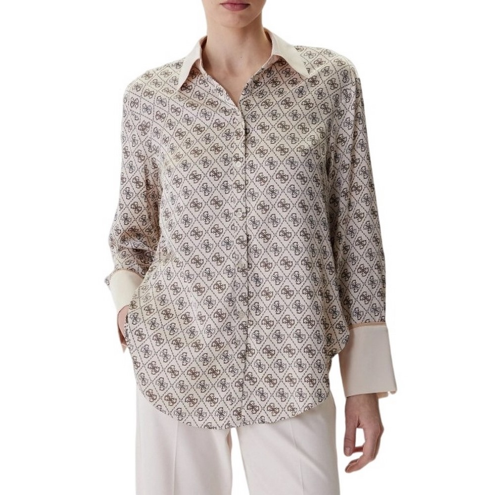 GUESS LS ALEXANDRA SHIRT ΠΟΥΚΑΜΙΣΟ ΓΥΝΑΙΚΕΙΟ TAUPE