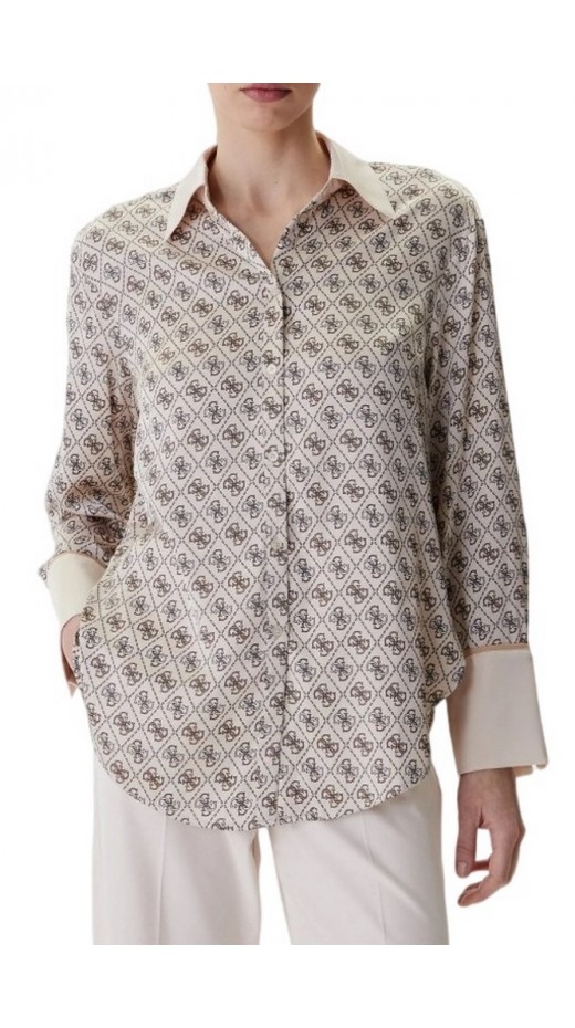 GUESS LS ALEXANDRA SHIRT ΠΟΥΚΑΜΙΣΟ ΓΥΝΑΙΚΕΙΟ TAUPE