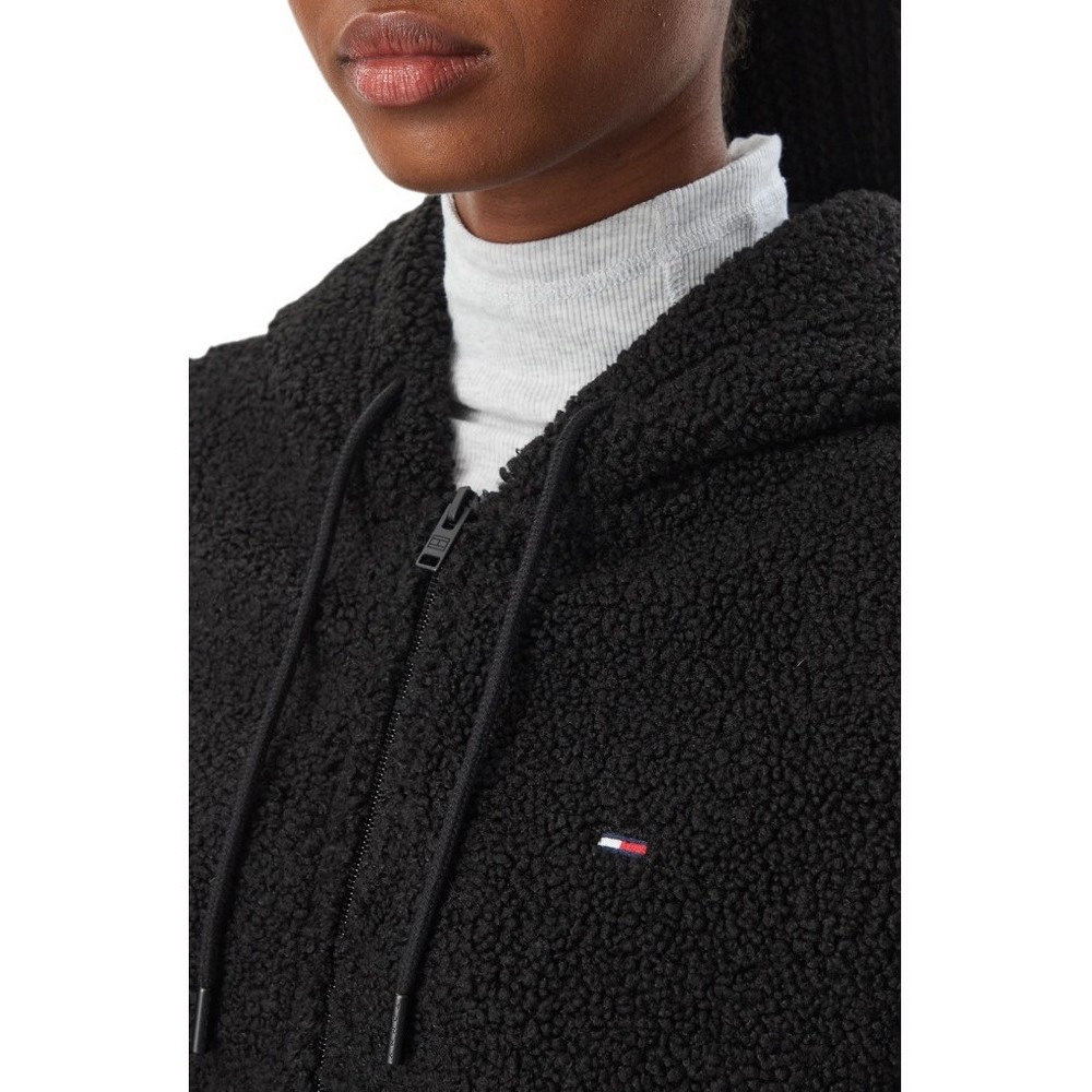 TOMMY JEANS TEDDY HOODED ZIP THRU EXT ΖΑΚΕΤΑ ΓΥΝΑΙΚΕΙΑ BLACK