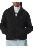 TOMMY JEANS TEDDY HOODED ZIP THRU EXT ΖΑΚΕΤΑ ΓΥΝΑΙΚΕΙΑ BLACK