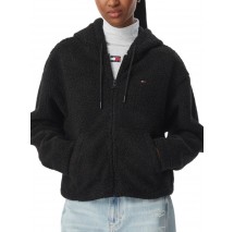 TOMMY JEANS TEDDY HOODED ZIP THRU EXT ΖΑΚΕΤΑ ΓΥΝΑΙΚΕΙΑ BLACK