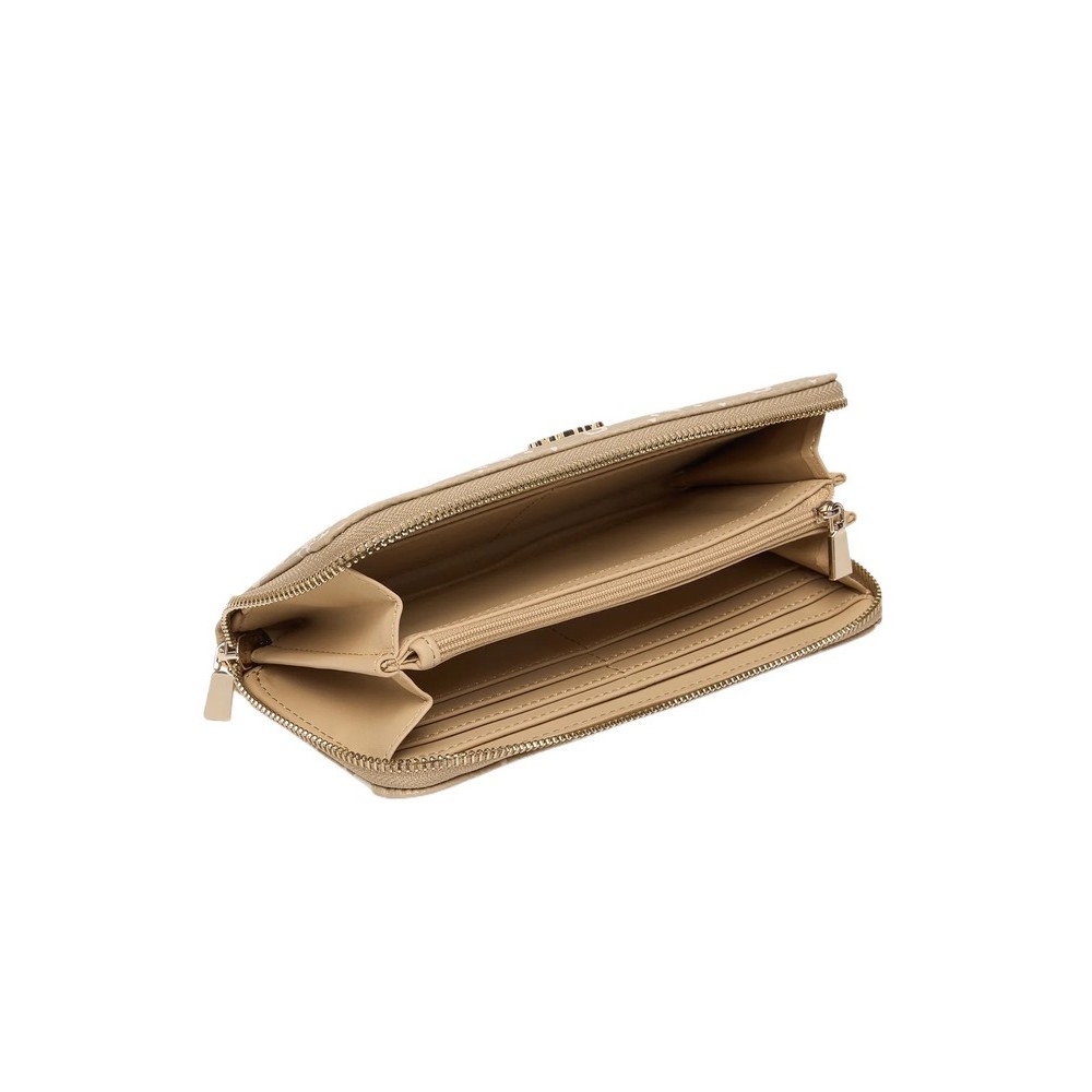 GUESS CARRIE LOGO SLG LRG ZIP AROUND ΠΟΡΤΟΦΟΛΙ ΓΥΝΑΙΚΕΙΟ BEIGE