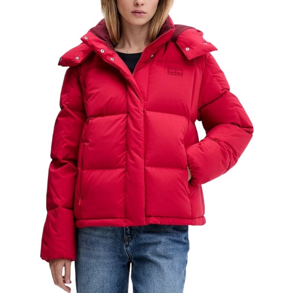 TOMMY JEANS ALASKA GRID DOWN JACKET EXT ΜΠΟΥΦΑΝ ΓΥΝΑΙΚΕΙΟ RED